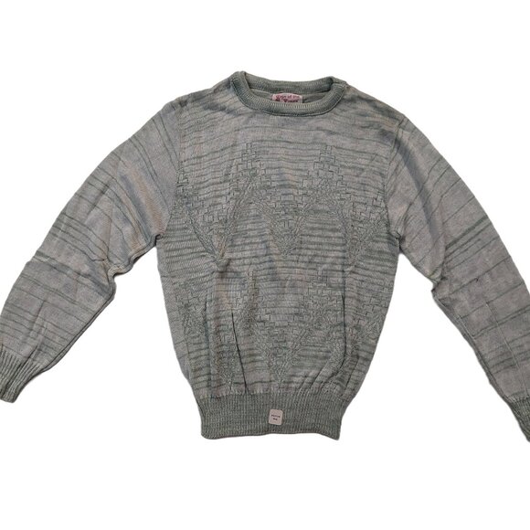 Vintage 1980s SIGN OF THE TIMES Olive Green Knit Crewneck Sweater - Picture 2 of 8